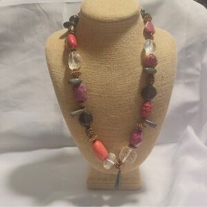 Chunky Statement Bead Necklace Multi Color & Shapes 12" Small to larger beads Pi